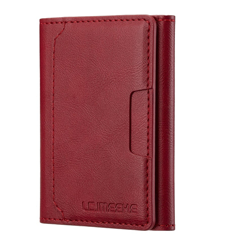 LC.IMEEKE 5-Cards MagSafe RFID Leather Card Bag(Red)