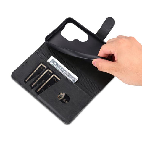 Eleganten ovitek etui iz umetnega usnja za Samsung S26 Ultra, Črn