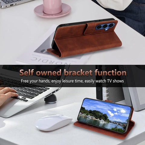 Eleganten ovitek etui iz umetnega usnja za Samsung S26,  Rjav