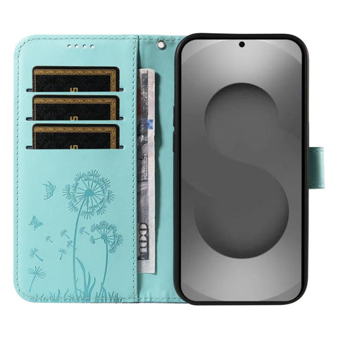 For Samsung Galaxy S26 Ultra 5G Dandelion Embossed Pattern Flip Leather Phone Case(Green)