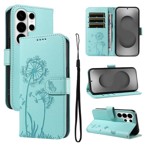 For Samsung Galaxy S26 Ultra 5G Dandelion Embossed Pattern Flip Leather Phone Case(Green)