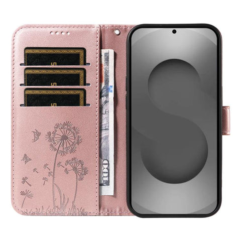For Samsung Galaxy S26 Ultra 5G Dandelion Embossed Pattern Flip Leather Phone Case(Rose Gold)
