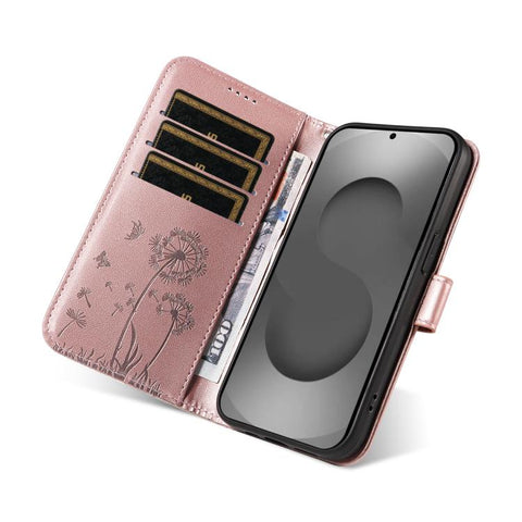 For Samsung Galaxy S26 Ultra 5G Dandelion Embossed Pattern Flip Leather Phone Case(Rose Gold)
