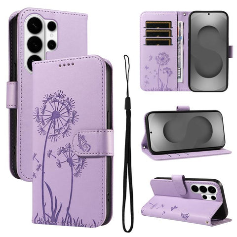 For Samsung Galaxy S26 Ultra 5G Dandelion Embossed Pattern Flip Leather Phone Case(Purple)