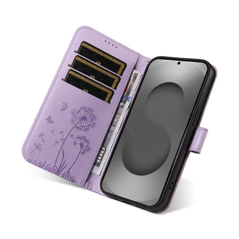 For Samsung Galaxy S26 Ultra 5G Dandelion Embossed Pattern Flip Leather Phone Case(Purple)