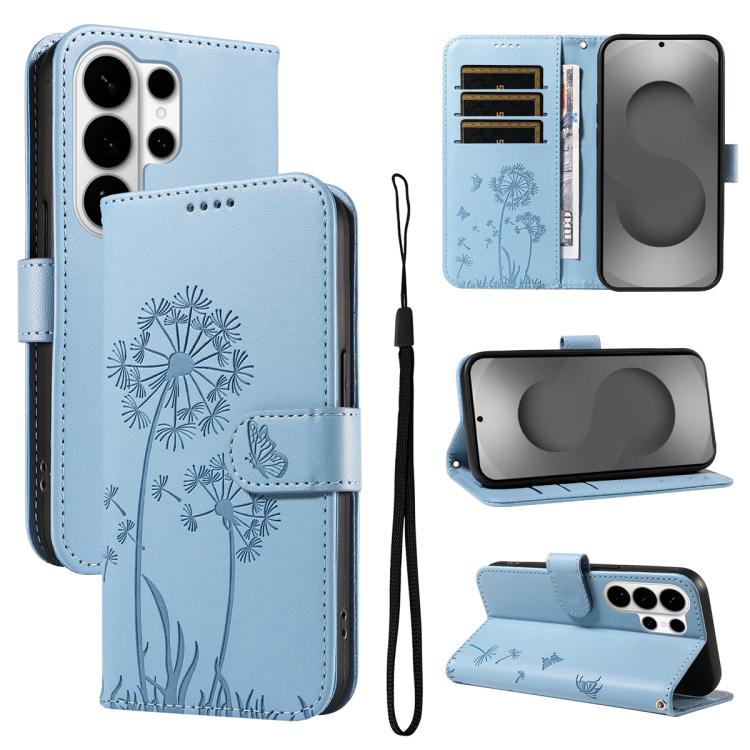 For Samsung Galaxy S26 Ultra 5G Dandelion Embossed Pattern Flip Leather Phone Case(Sky Blue)