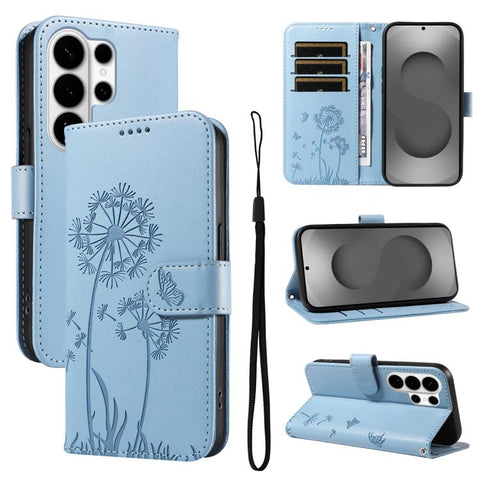 For Samsung Galaxy S26 Ultra 5G Dandelion Embossed Pattern Flip Leather Phone Case(Sky Blue)