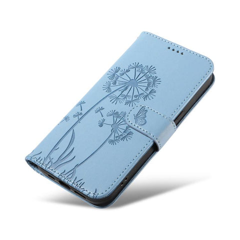 For Samsung Galaxy S26+ 5G Dandelion Embossed Pattern Flip Leather Phone Case(Sky Blue)