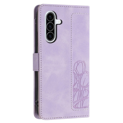 Eleganten etui ovitek za  Samsung A36 5G, Tulipani, Vijoličen