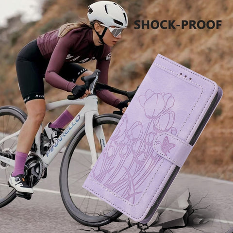 Eleganten etui ovitek za  Samsung A36 5G, Tulipani, Vijoličen