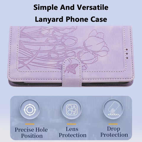 Eleganten etui ovitek za  Samsung A36 5G, Tulipani, Vijoličen