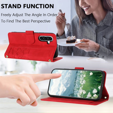 Eleganten etui ovitek za  Samsung A36 5G, Tulipani, Rdeč