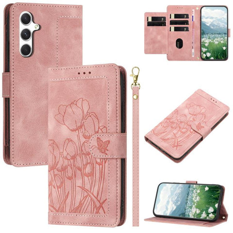 Eleganten etui ovitek za  Samsung A56 5G, Tulipani, Pink