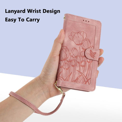 Eleganten etui ovitek za  Samsung A56 5G, Tulipani, Pink