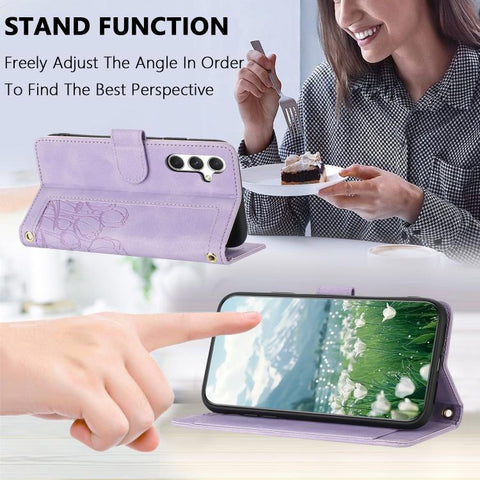 Eleganten etui ovitek za  Samsung A56 5G, Tulipani, Vijoličen