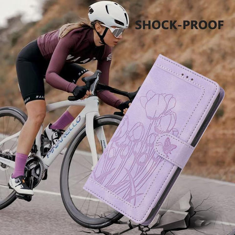 Eleganten etui ovitek za  Samsung A56 5G, Tulipani, Vijoličen