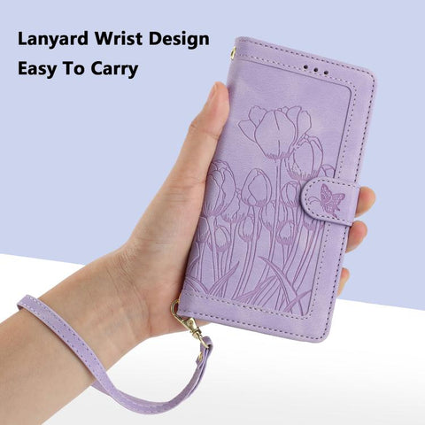 Eleganten etui ovitek za  Samsung A56 5G, Tulipani, Vijoličen