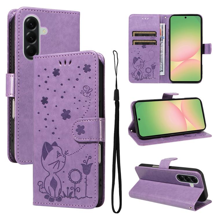 Eleganten ovitek etui za Samsung A57, Mucek, Vijoličen