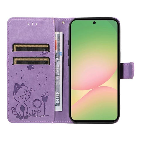 Eleganten ovitek etui za Samsung A57, Mucek, Vijoličen