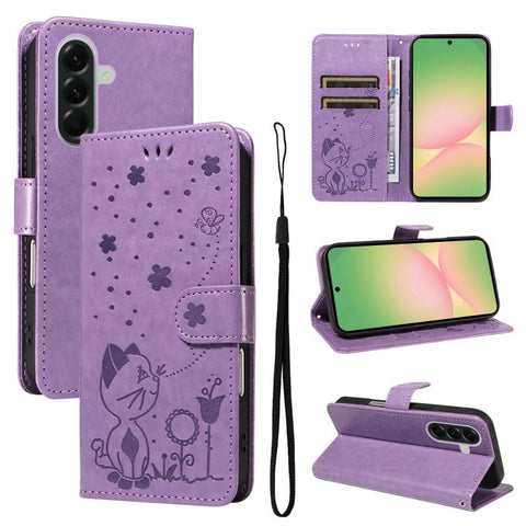 Eleganten ovitek etui za Samsung A57, Mucek, Vijoličen