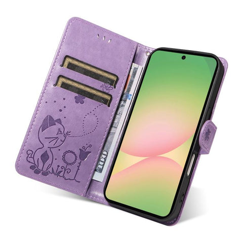 Eleganten ovitek etui za Samsung A57, Mucek, Vijoličen