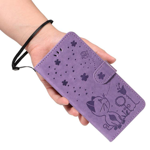 Eleganten ovitek etui za Samsung A57, Mucek, Vijoličen