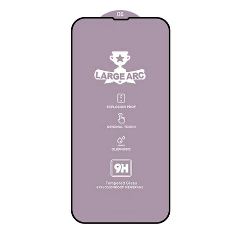 9H LargeArc steklo za iPhone 15/16 | Full Glue, črn rob
