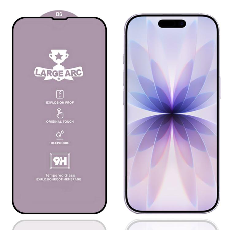 9H LargeArc steklo za iPhone 15/16 | Full Glue, črn rob