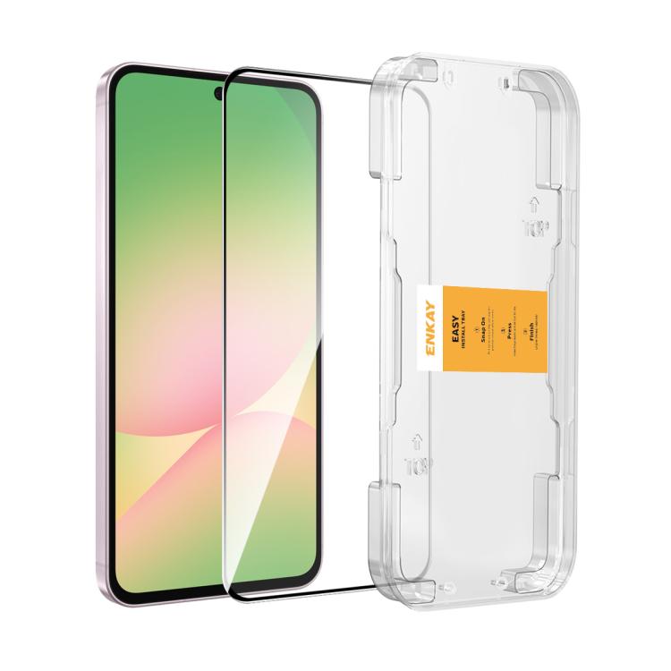 ENKAY Easy Install High Alumina zaščitno steklo za Samsung A37 / A57, Črn rob