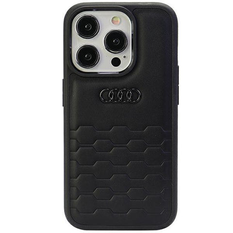 Audi GT Synthetic Leather ovitek za iPhone 15 Pro, Črn