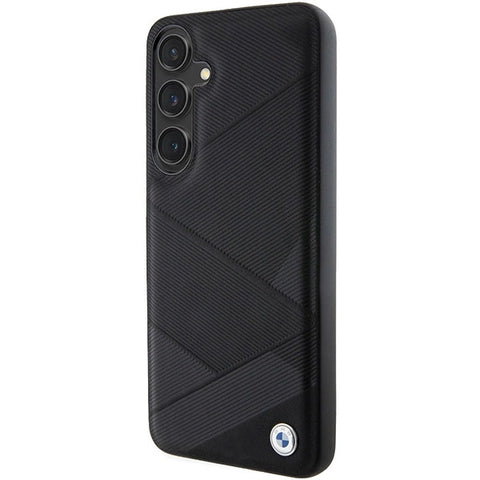 BMW Signature Leather Crossing Lines ovitek za Samsung S24 Plus, Black