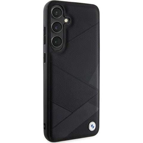 BMW Signature Leather Crossing Lines ovitek za Samsung S24 Plus, Black