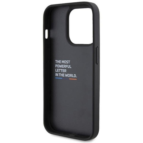 BMW Leather Carbon ovitek za iPhone 15 Pro, Črn