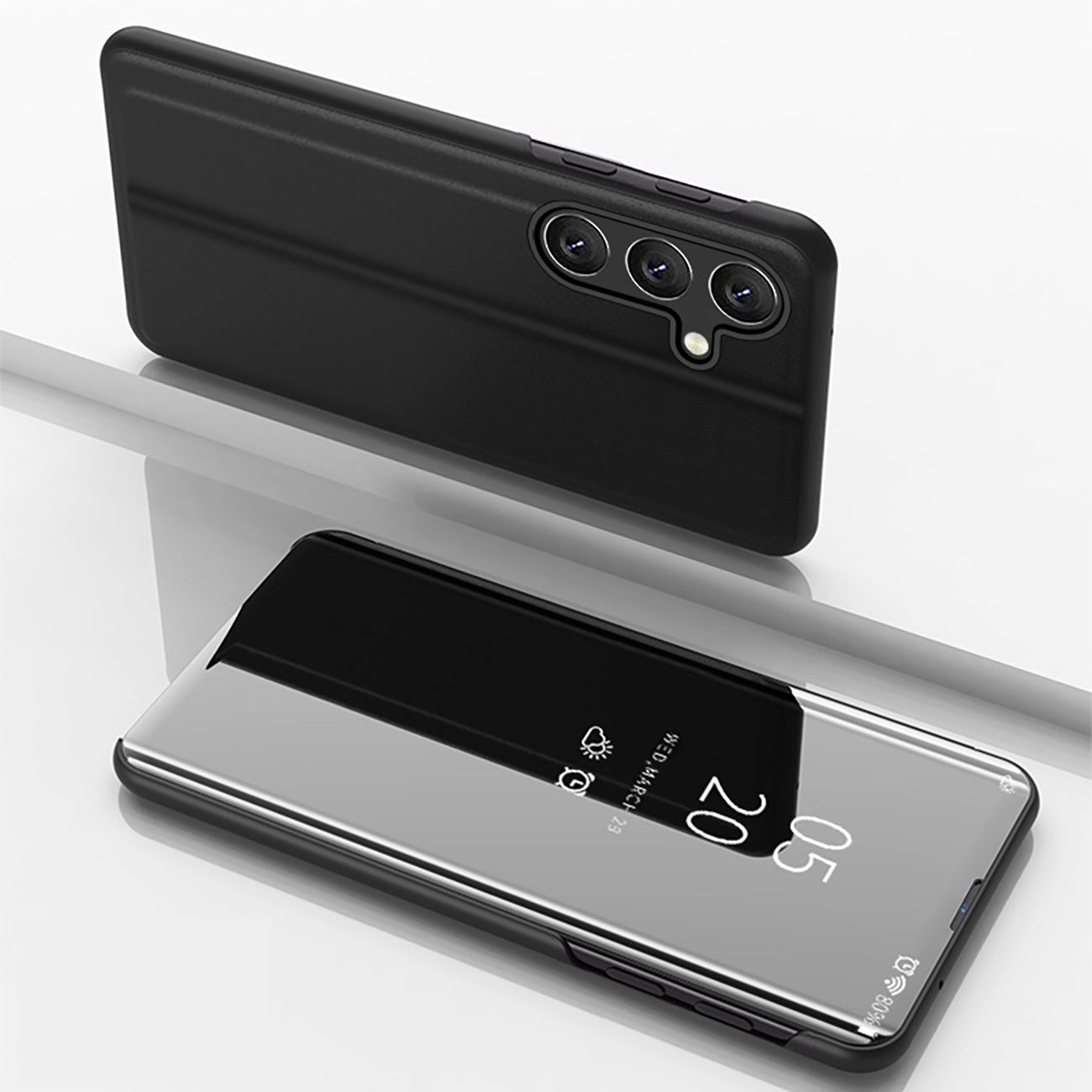 Etui ovitek s prednjim steklom za Samsung A36, Črn