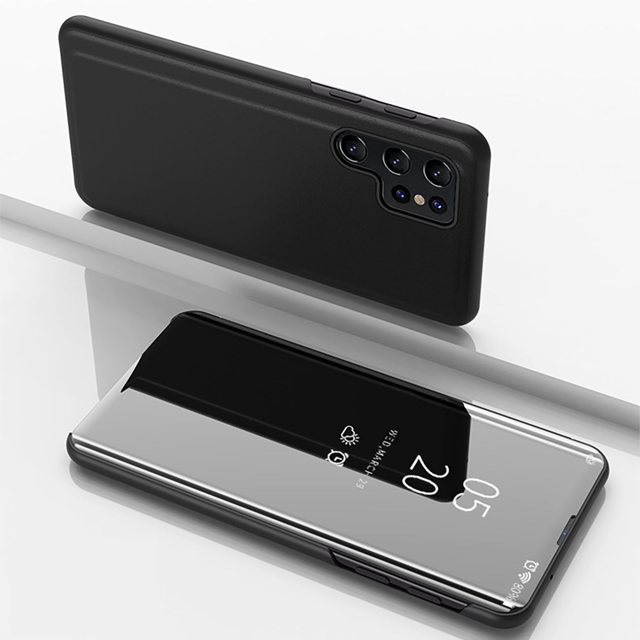 Etui ovitek s prednjim steklom za Samsung A56, Črn