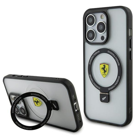 Ferrari Ring Stand 2023 Collection MagSafe ovitek za iPhone 15 Pro, Črn