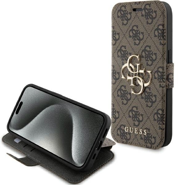 Guess 4G Metal Logo ovitek za iPhone 15 Pro, Rjav