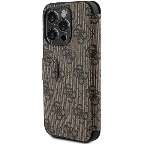 Guess 4G Metal Logo ovitek za iPhone 15 Pro, Rjav