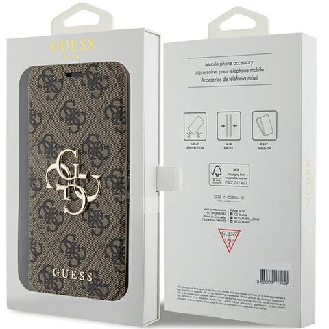 Guess 4G Metal Logo ovitek za iPhone 15 Pro, Rjav