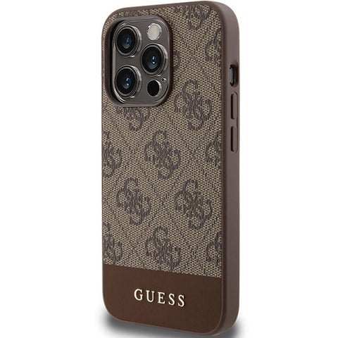 Guess 4G Stripe Collection ovitek za iPhone 15 Pro, Rjav