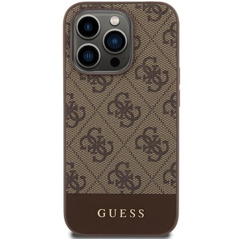 Guess 4G Stripe Collection ovitek za iPhone 15 Pro, Rjav