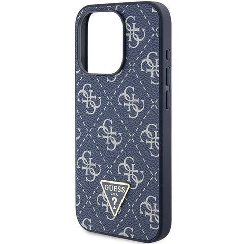 Guess 4G Triangle Metal Logo ovitek za iPhone 15 Pro, Moder