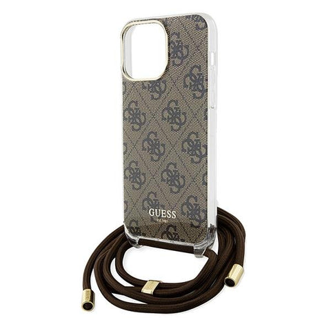 Guess Crossbody Cord 4G Print ovitek za iPhone 15 Pro, Rjav