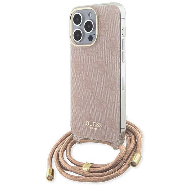 Guess Crossbody Cord 4G Print ovitek za iPhone 15 Pro, Pink