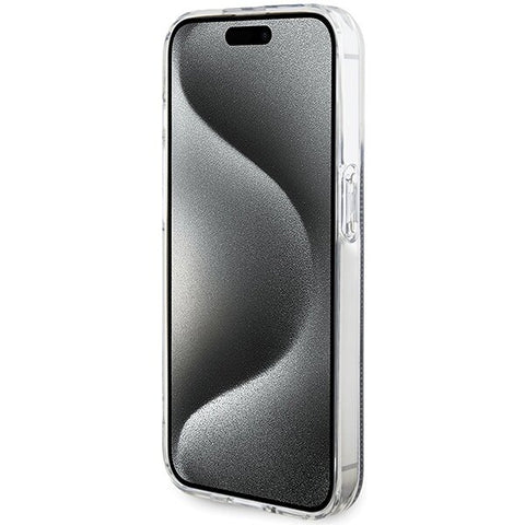 Guess IML 4G Gold Stripe ovitek za iPhone 15 Pro, Črn