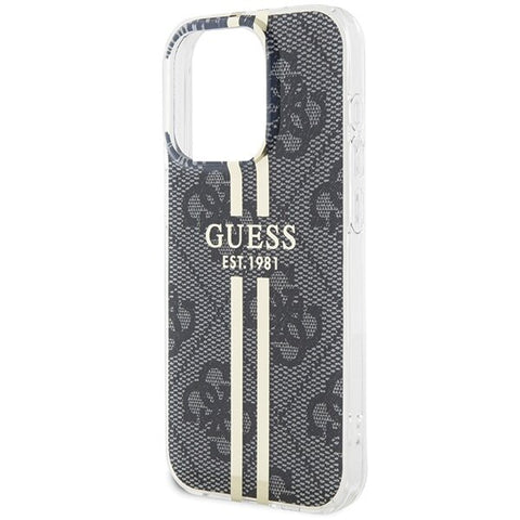 Guess IML 4G Gold Stripe ovitek za iPhone 15 Pro, Črn