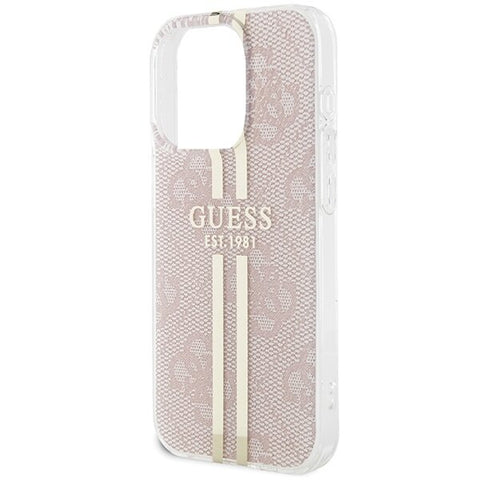 Guess IML 4G Gold Stripe ovitek za iPhone 15 Pro, Pink