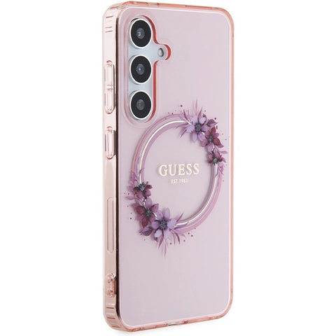 Guess IML Flowers ovitek za Samsung S24, Pink