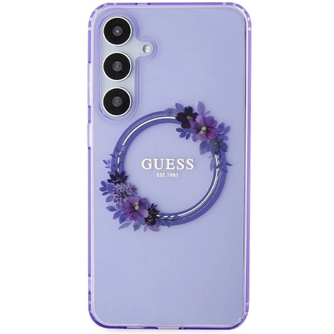 Guess IML Flowers ovitek za Samsung S24 Plus, Vijoličen