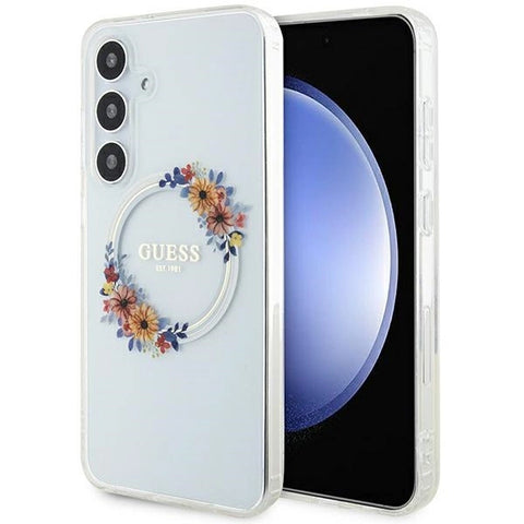 Guess IML Flowers ovitek za Samsung S24 Plus, Prozoren